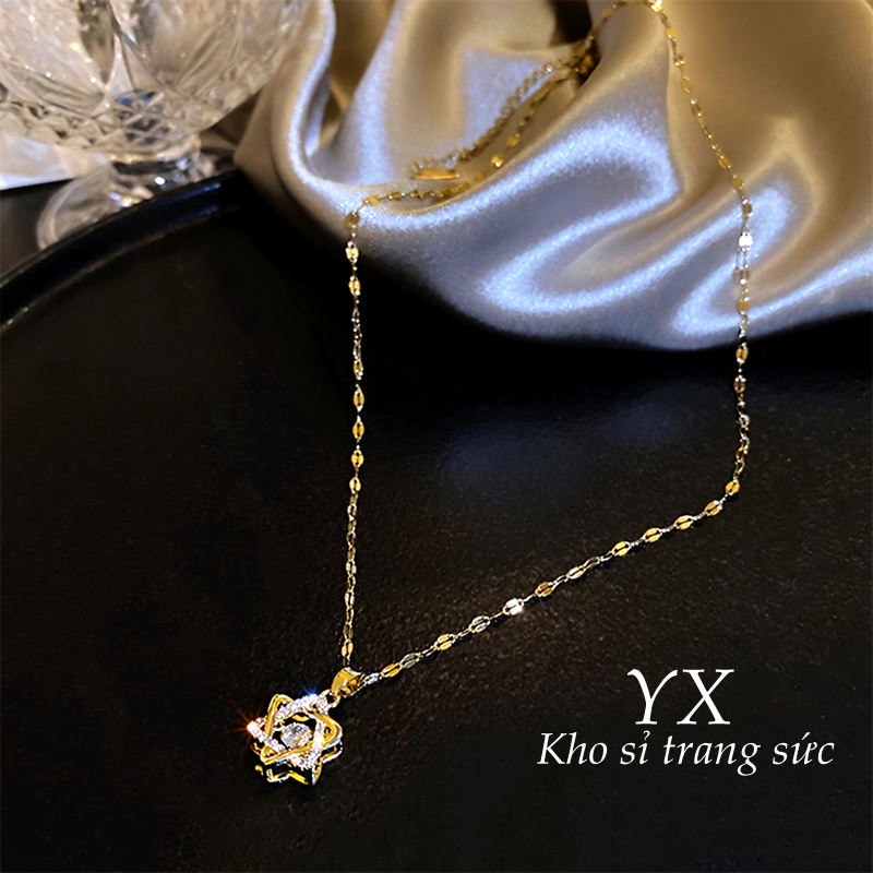 Vòng cổ titan nữ mặt hình ngôi sao xinh xắn dây chuyền vàng TITAN KHÔNG GỈ trang sức titan cao cấp thời trang mẫu mới 2021