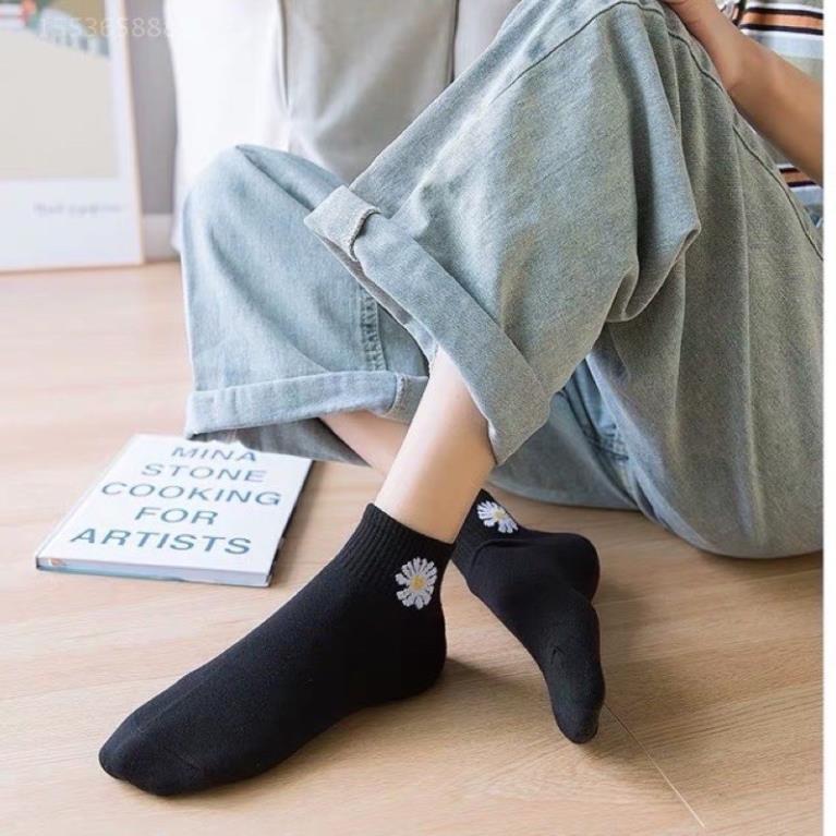 Set 10 Đôi Tất Cotton Hoa Cúc Siêu Hot Túi Rút