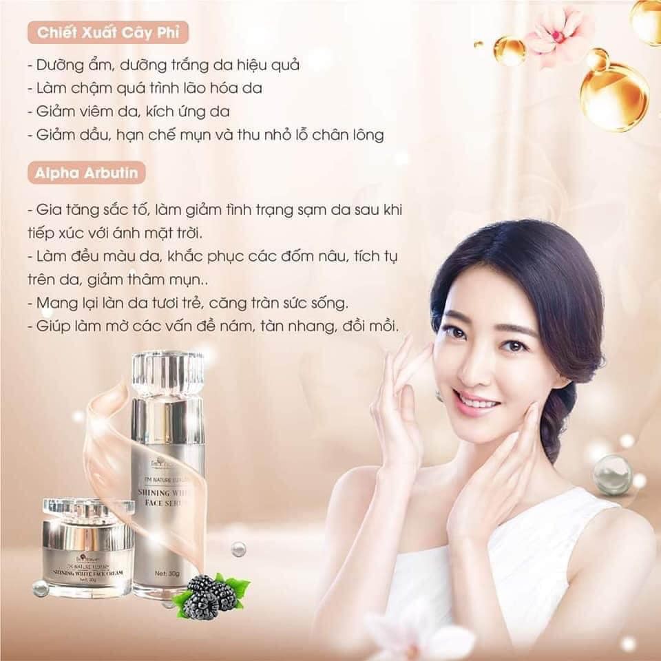 [Free Ship- Chính Hãng]BỘ SẢN PHẨM DƯỠNG TRẮNG DA NUÔI DƯỠNG LÀN DA TRẮNG HỒNG TỰ NHIÊN SHINING WHITE I'M NATURE