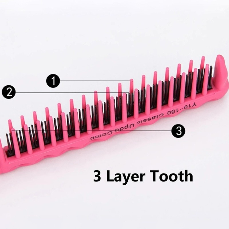 Lược Chải Tạo Kiểu Tóc Ba Hàng Răng Nhọn Đa Năng Chống Tĩnh Điện Gỡ Rối Tóc Đuôi Ngựa Bằng Nhựa