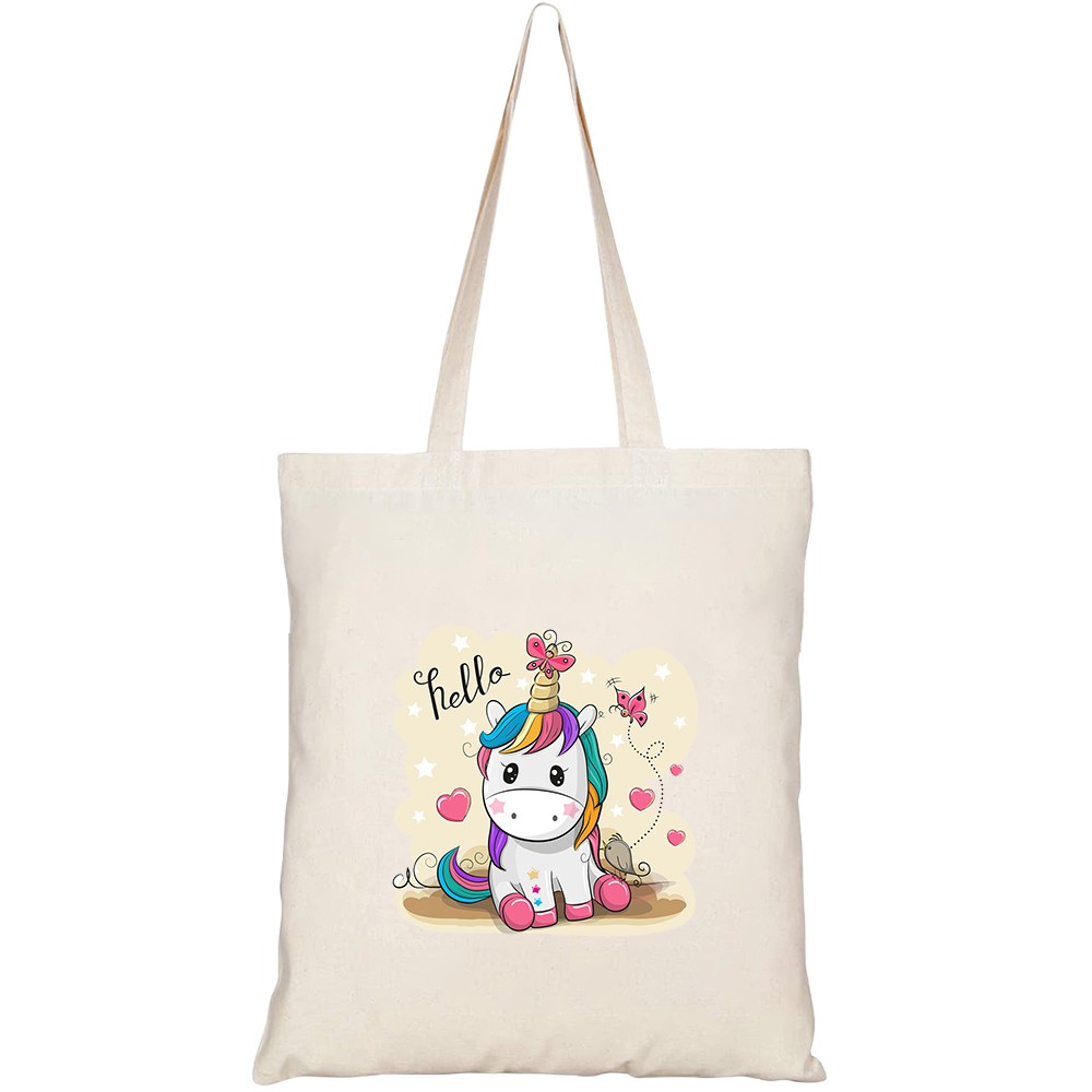 Túi vải tote canvas HTFashion in hình cute cartoon unicorn butterflies bird HT334