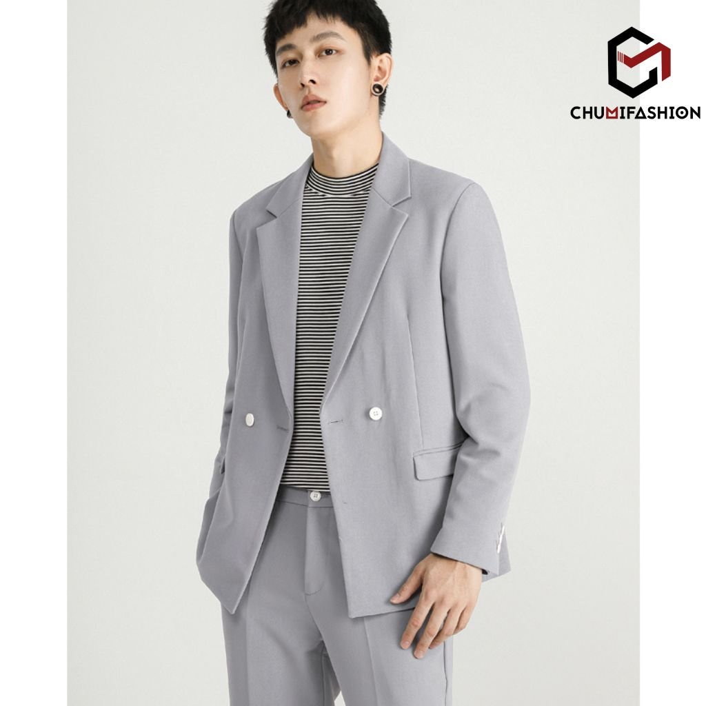 Set Blazer Nam CHUMI Bộ Vest Nam Gồm Áo Vest Và Quần Âu Lịch Lãm Sang Trọng Thời Trang Hàn Quốc AD012