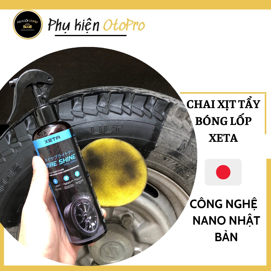 Xịt Tẩy bóng lốp ô tô XETA - làm sạch và bảo dưỡng lốp xe - sản xuất theo công nghệ Nano NHẬT BẢN