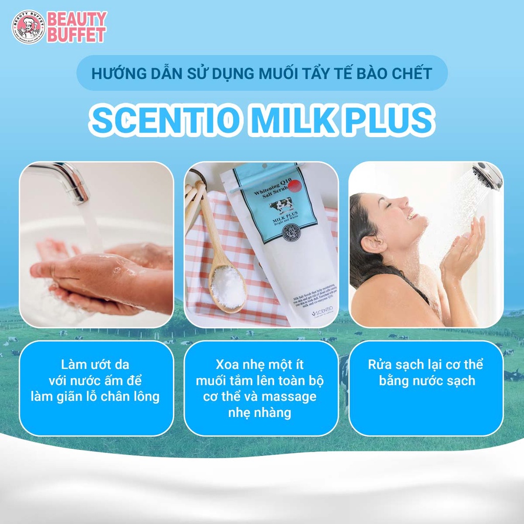 Muối tẩy tế bào chết dưỡng trắng và trẻ hóa da Scentio Milk Plus 300g