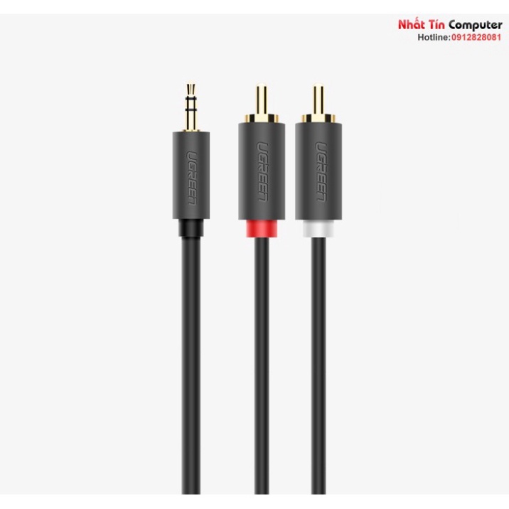 Dây loa audio 3.5mm to RCA  chính hãng Ugreen mạ vàng cao cấp  - Phân Phối Chính Hãng