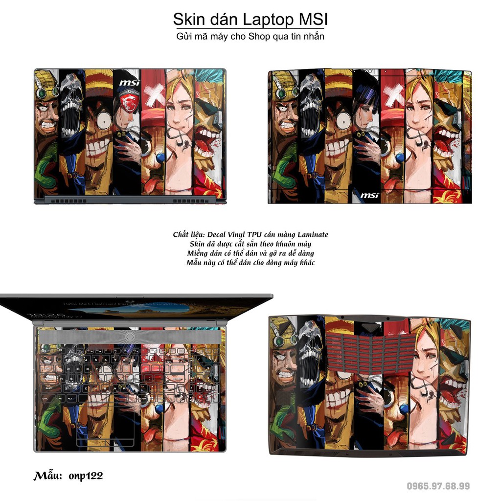 Skin dán Laptop MSI in hình One Piece nhiều mẫu 13 (inbox mã máy cho Shop)