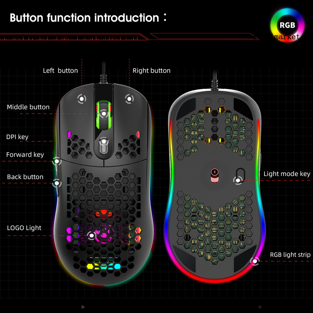 Chuột Chơi Game Hxsj X600 Có Đèn Led Rgb