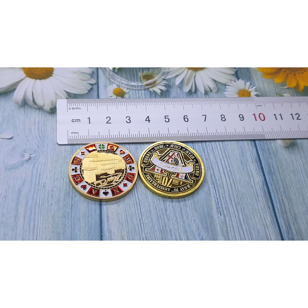 [ 3 - 5cm ] Đồng xu lưu niệm khắc hình hợp kim mạ màu nhiều mẫu ( có hộp nhựa ) - Baystore