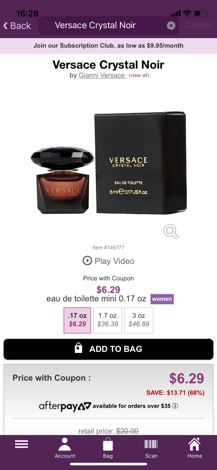 Mini 5ml - Nước hoa nữ Versace Crystal Noir 5ml