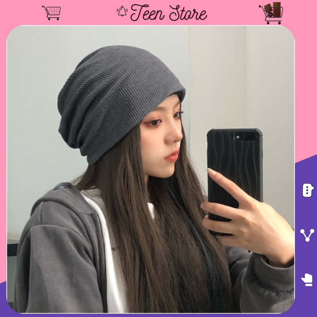 Mũ Len Trùm Đầu Thời Trang Hàn Quốc Dành Cho Nữ Màu Trơn sành điệu cute Teen Store TS750