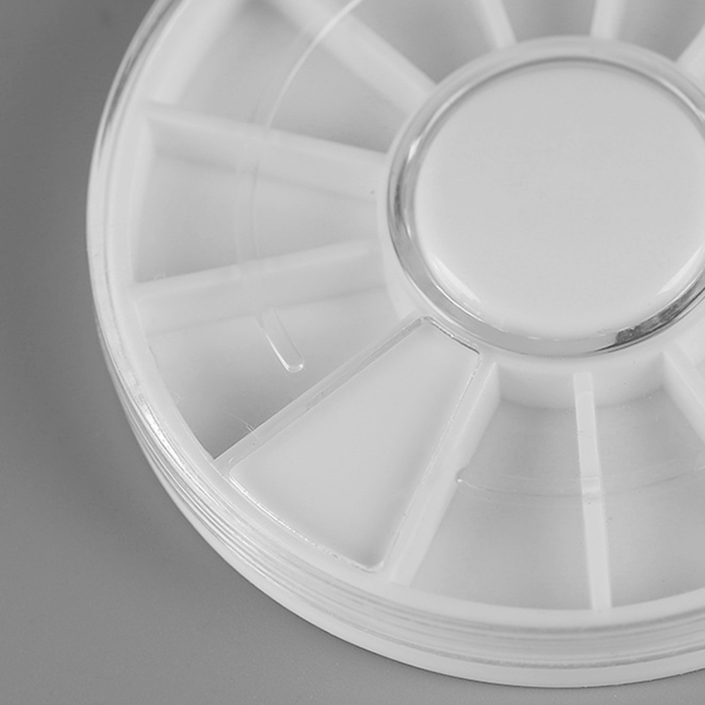 Hộp Đựng Phụ Kiện Trang Trí Móng Nghệ Thuật 12 Ngăn Hình Tròn Rỗng Ốp