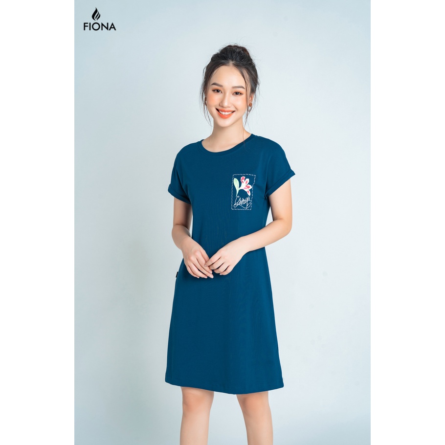 Đầm suông nữ Fiona chất cotton tay liền ngực in hinh bông hoa ly F429266
