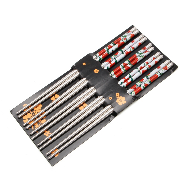 Bộ 5 Đôi Đũa Inox In Hình Xinh Xắn