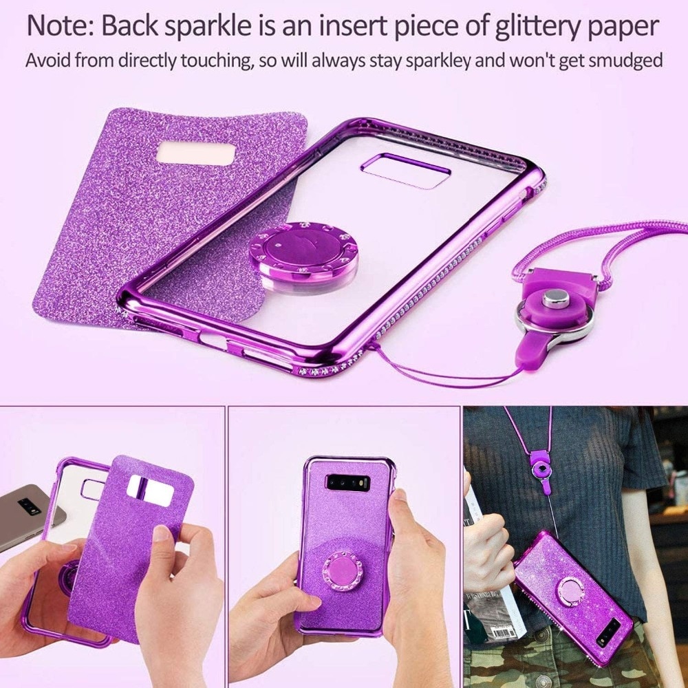 Ốp điện thoại sợi carbon kim cương lấp lánh có đế nhẫn cho Samsung Galaxy Note 20 Ultra S20 FE M51 A11 A31 M30S M31