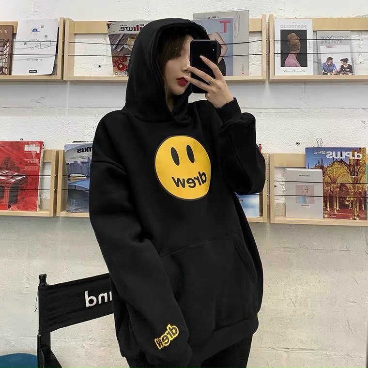 Áo nỉ Drew mặt cười hoodie sweater 2 màu đen trắng | BigBuy360 - bigbuy360.vn