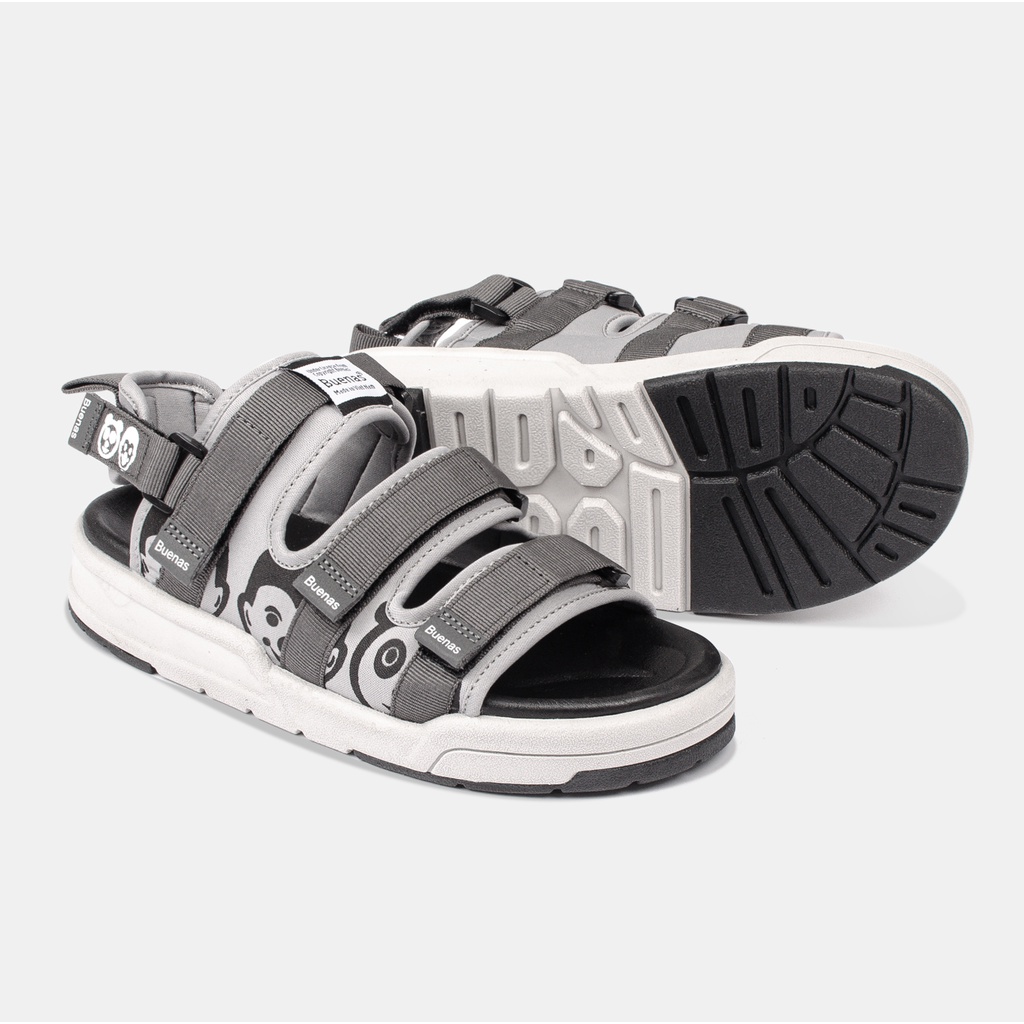 Giày sandal dép nữ nam unisex Buenas SD-6868 quai ngang - xăng đan học sinh đế cao 3 phân chính hãng