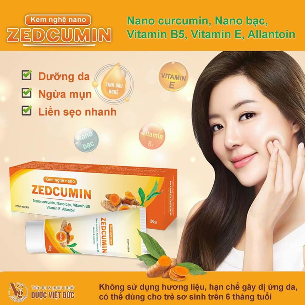 Kem nghệ nano Zedcumin tub 20g dưỡng da,ngừa mụn,liền sẹo nhanh