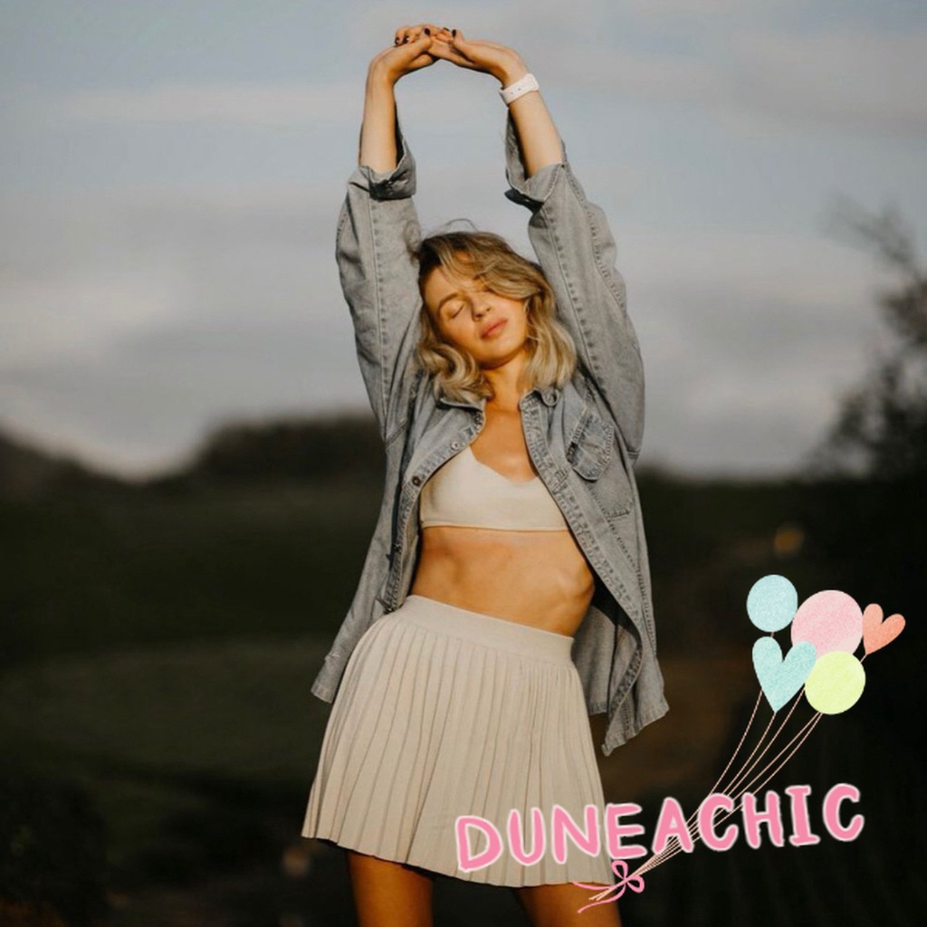 DUNEA Set đồ gồm áo lửng 2 dây và chân váy xếp ly quyến rũ dành cho nữ