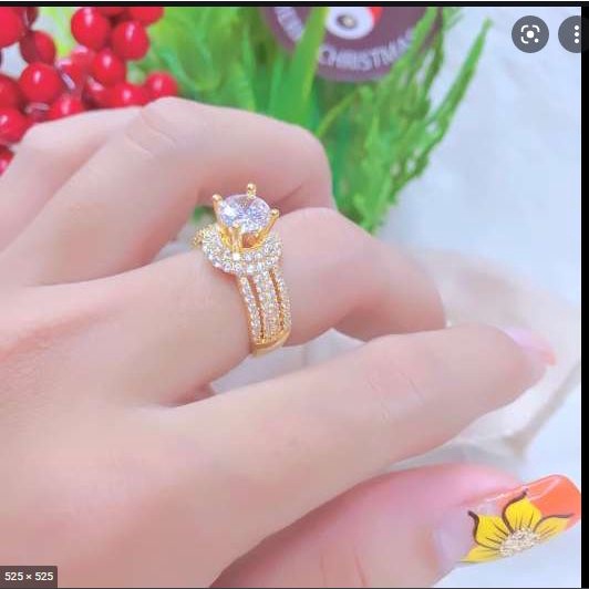 Nhẫn nữ đính đá mẫu 24 mạ cao cấp