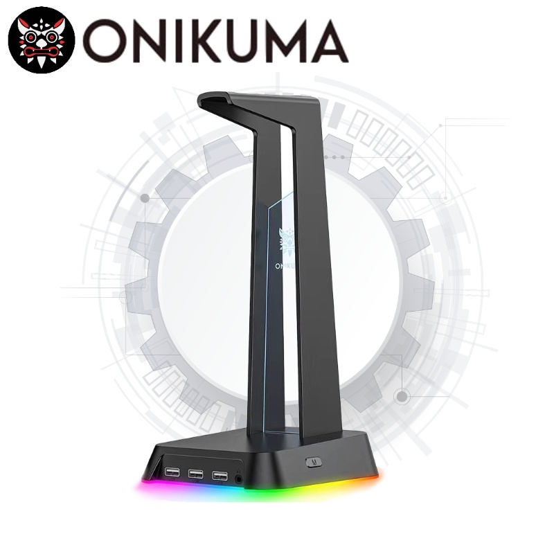 Giá đỡ tai nghe chơi game Onikuma ST2 có đèn LED với 3 cổng sạc USB và cổng AUX 3.5mm