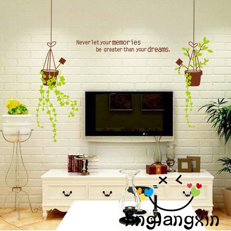 Miếng dán tường in cây và hoa chất liệu nhựa PVC kích thước 50x70cm an toàn trang trí nhà xinh xắn