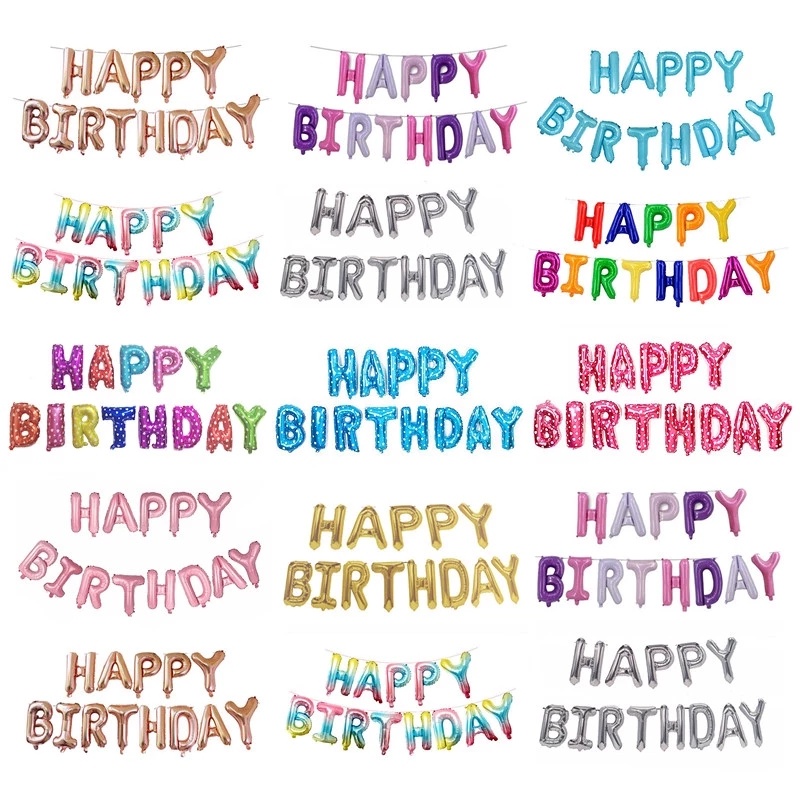 Bong Bóng Lõi Nhôm 16 Inch Hình Chữ Happy Birthday Trang Trí Tiệc Sinh Nhật Cho Người Lớn Và Trẻ Em