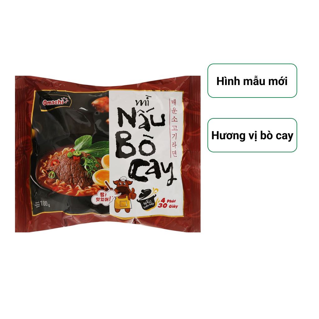 Thùng 24 gói Mì nấu Omachi vị bò cay gói 100g