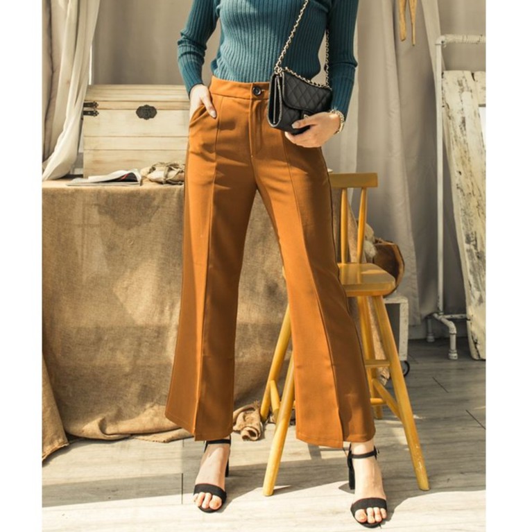 Quần tây ống rộng lai xẻ trẻ trung thanh lịch | BigBuy360 - bigbuy360.vn