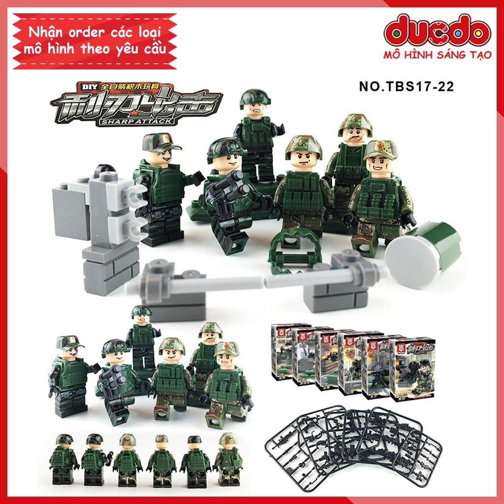 Biệt đội 6 lính đặc nhiệm trang bị tối tân nhất - Đồ chơi Lắp ghép Mini Minifigures Army SWAT TBS 17-22 Mô hình