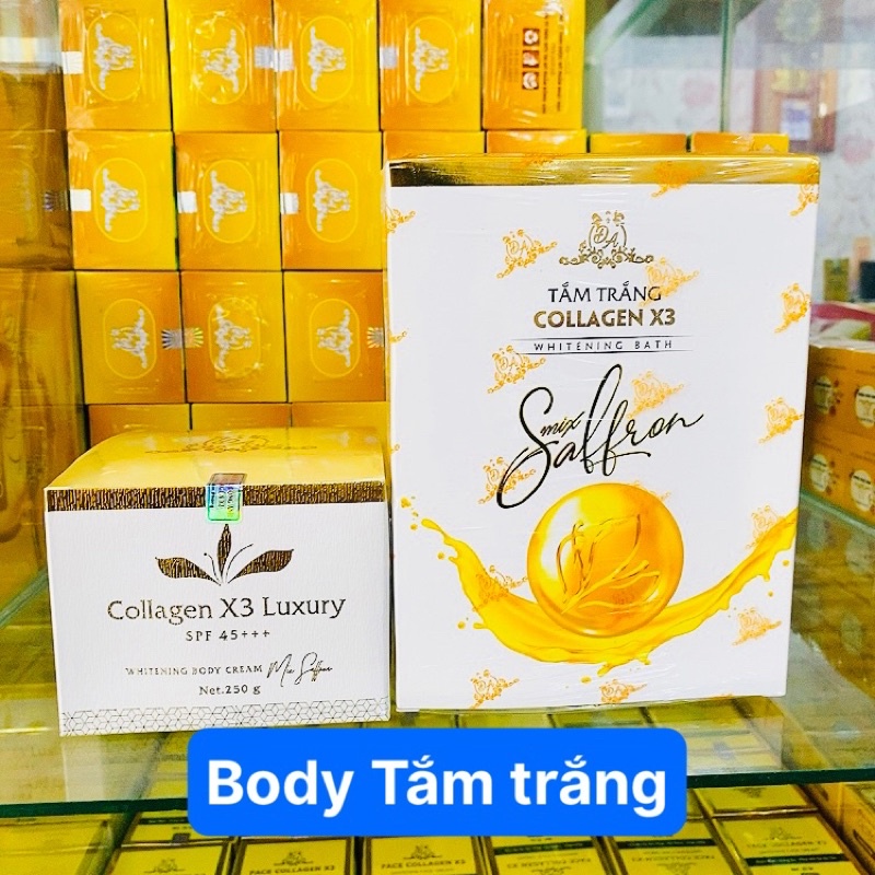 Combo body  + Tắm trắng Collagen X3 mix saffron công ty mỹ phẩm Đông Anh