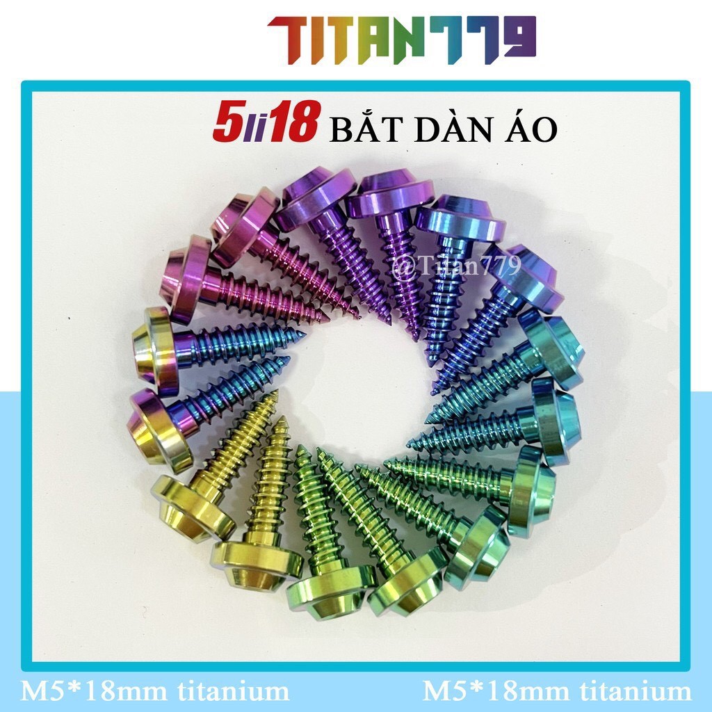Ốc Titan GR5 5li18 ren xoắn gắn dàn áo xe Winner, Sonic, Wave, Air Blade, Sh, Exiter, Sirius