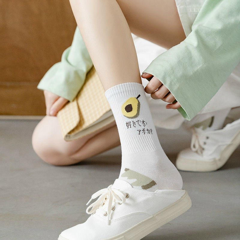 Combo 5 tất cổ cao, vớ cổ cao nữ họa tiết vải len tăm co giãn thời trang Hàn Quốc