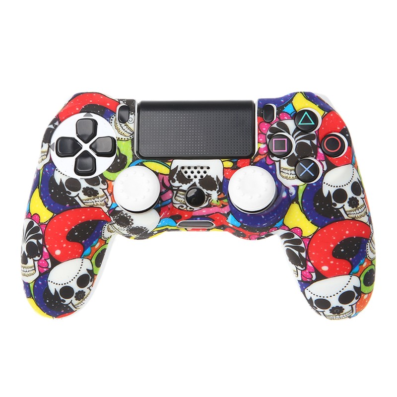 Vỏ bọc silicon cho tay cầm chơi game PS4 kèm 2 nắp đậy
