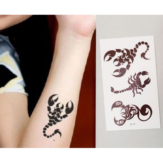 Hình xăm tatoo bọ cạp d17 . Xăm dán tatoo mini tạm thời, size &lt;10x6cm