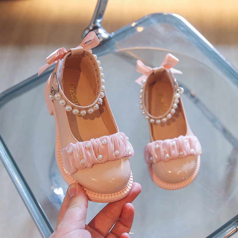Giày Búp Bê Da Bóng Đế Mềm Đính Nơ Xinh Xắn Cho Bé Gái 3-16 Tuổi