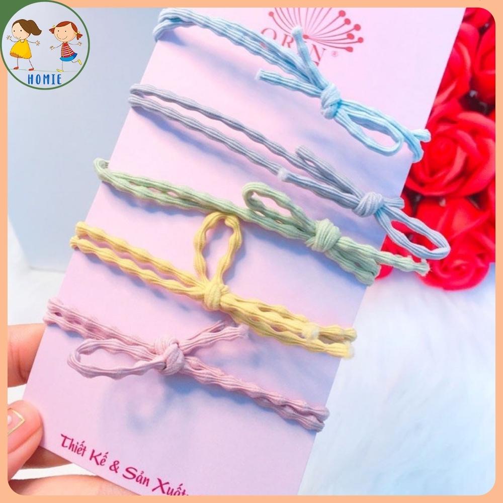 Set 5 Dây Chun Buộc Tóc Nơ Hình Hoa Cúc Hạt Cherry Siêu Yêu Thun Cột Tóc Hot Trend Phụ Kiện Tóc Cho Bé Gái Homie Kids