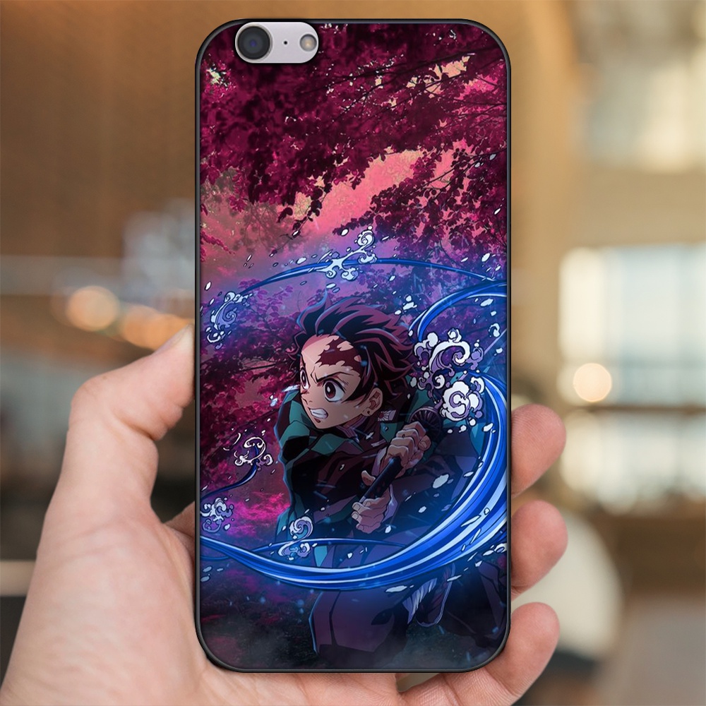 Ốp lưng Oppo A39, F3 Lite viền đen in hình Tanjiro Kimetsu No Yaiba