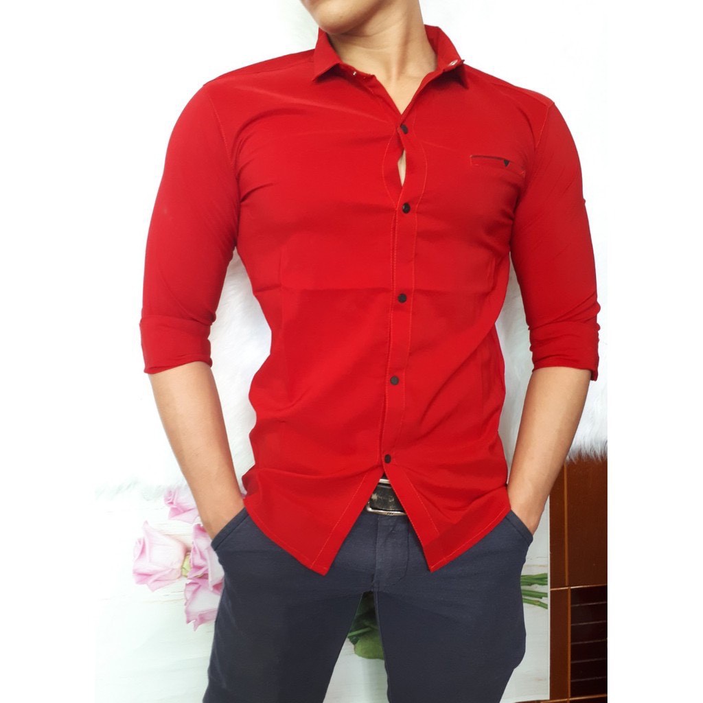áo sơ mi nam Fom body cực chuẩn vãi co giãn size M đến XXL hình thật