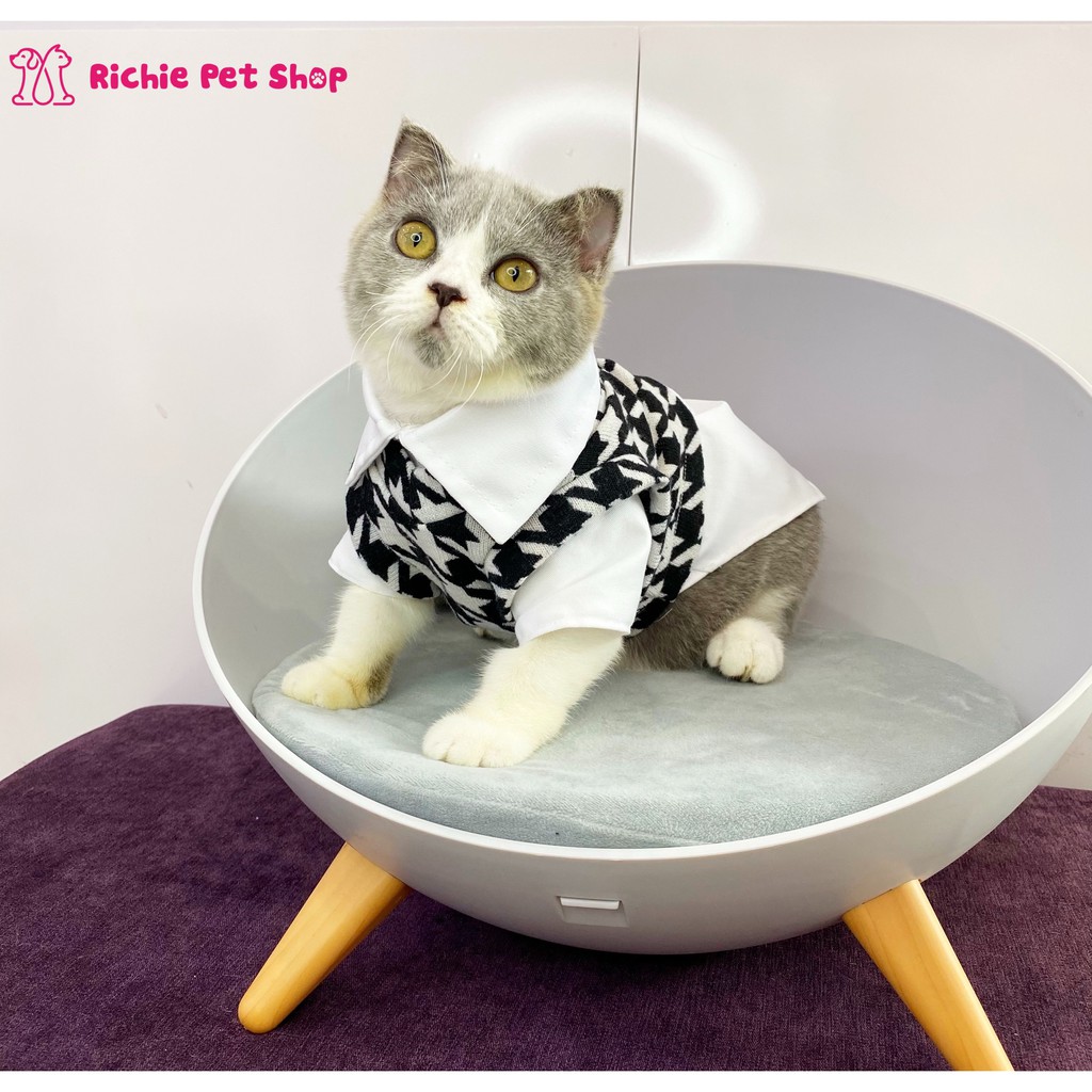 Quần áo thú cưng - Áo sơ mi kèm gile hot trend cho chó mèo