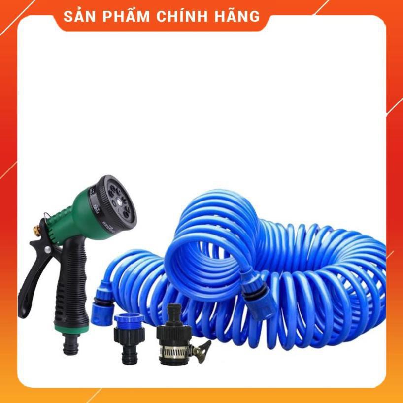 Bộ vòi xịt nước tưới cây đa năng 8 chế độ kèm dây tưới dạng lò xo co dãn 815814 loại 10m [SKM]