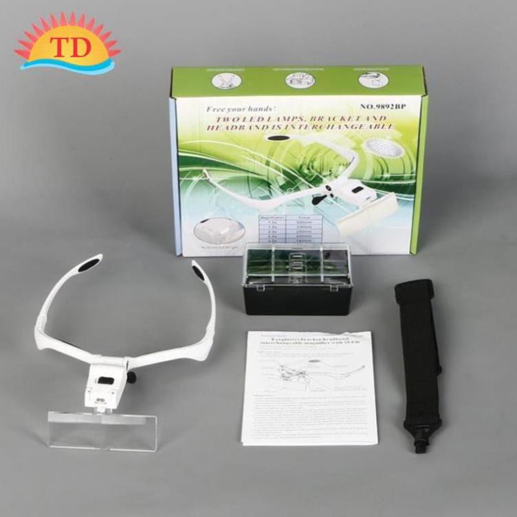Kính lúp đeo mắt No.9892BP có đèn led, phóng đại 1X 1.5X 2.0X 2.5X 3.5X