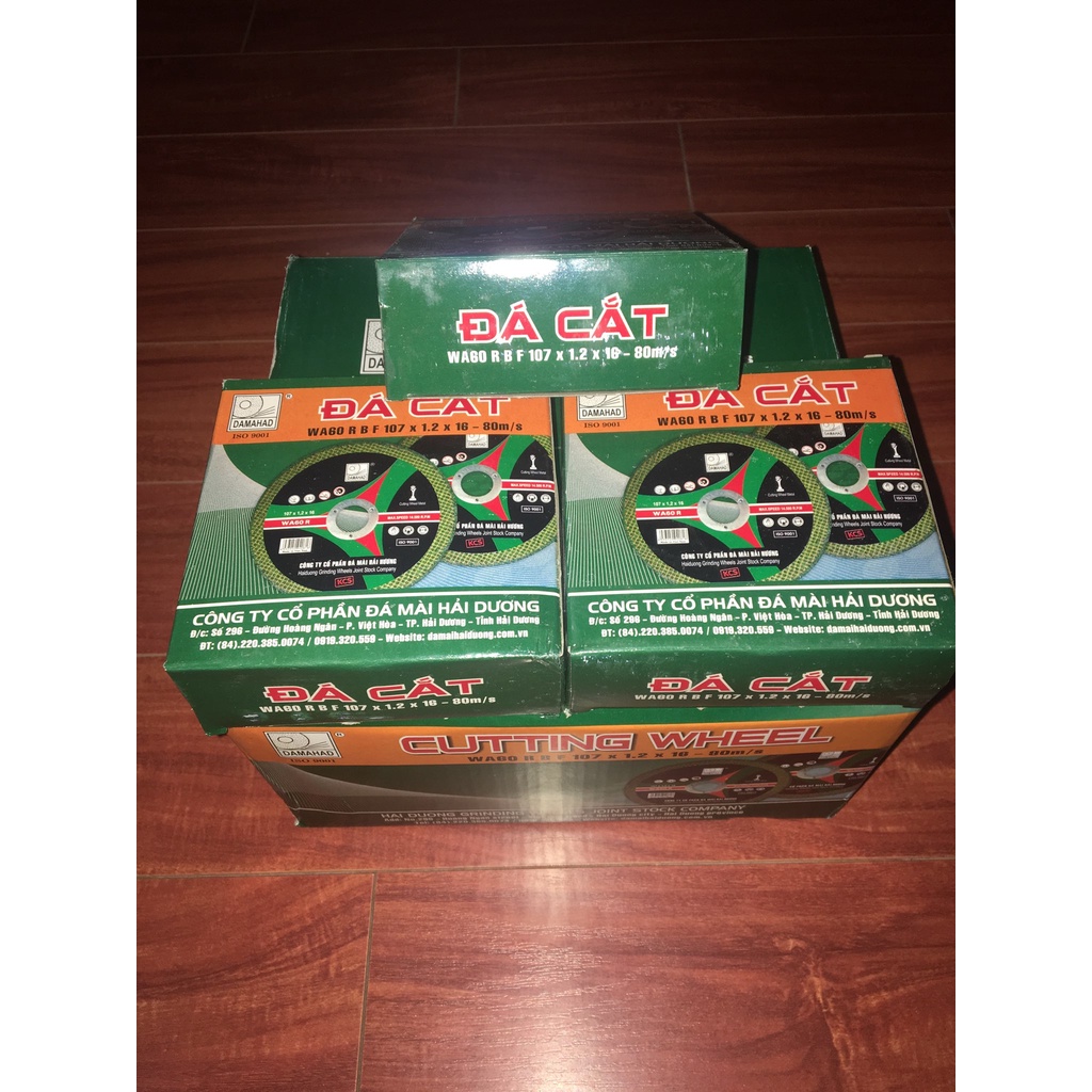 Đá cắt sắt Hải Dương xanh hộp 25 viên phi 100