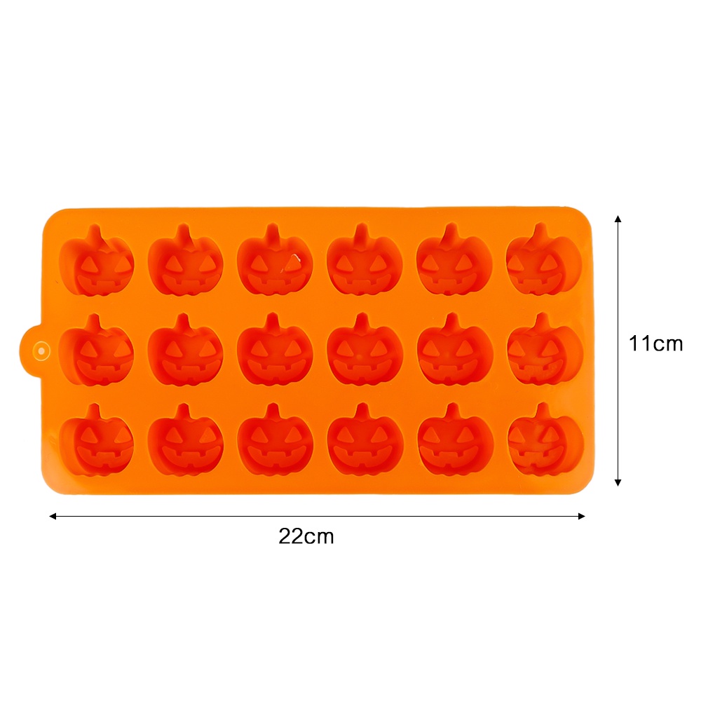 Khuôn Silicone Làm Bánh 18 Ngăn Tạo Hình Bí Ngô Phong Cách Halloween Tiện Dụng