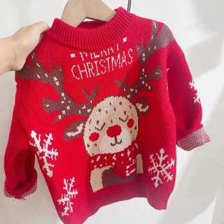 Áo len đỏ tuần lộc noel cho bé size 90-130-mã ag432