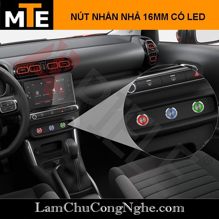 Nút nhấn nhả chống nước có led 16mm 3-6V