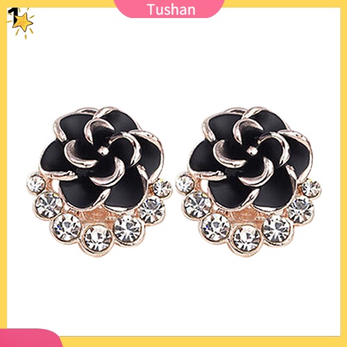 Khuyên tai hình bông hoa đính đá hợp thời trang cho nữ