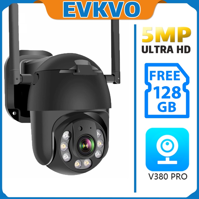 【Free 128G SD Card】 EVKVO V380 PRO APP 5MP Full Color Night Vision WIFI IP Camera Wireless Outdoor PTZ CCTV IP Security Camera Home Surveillance Camera