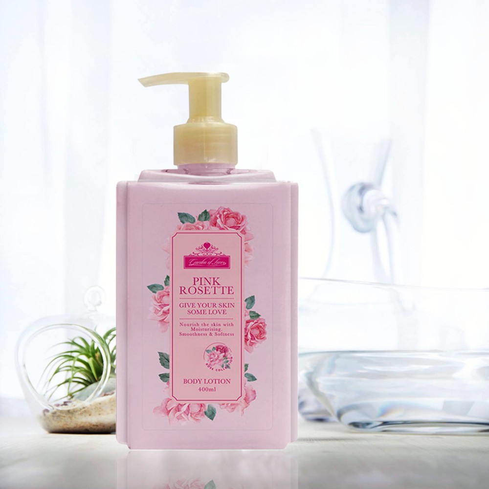 Kem Dưỡng Thể Garden Of Love Pink Rosette Body Lotion Hoa Mẫu Đơn &amp; Vitamin B Giúp Sáng Da 400ml