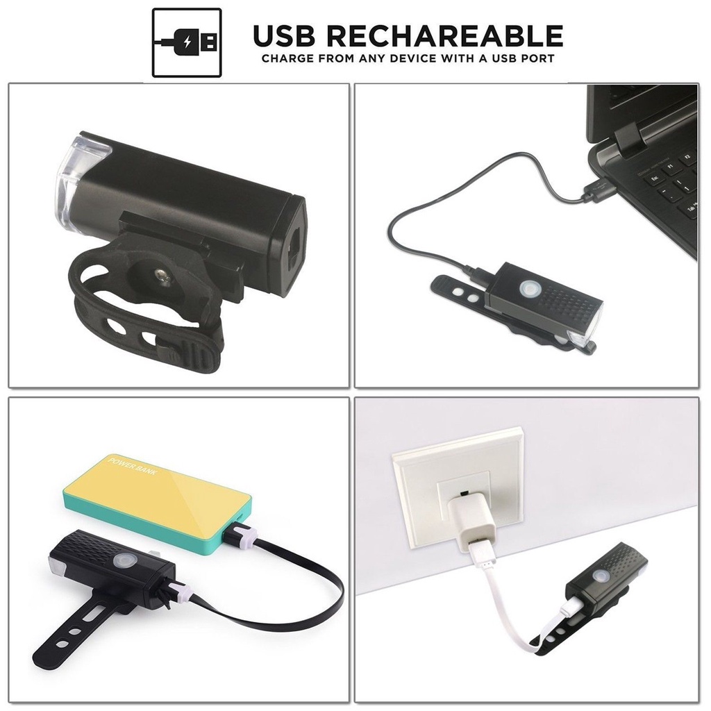 Đèn pha xe đạp siêu sáng tich hợp pin sạc cổng USB