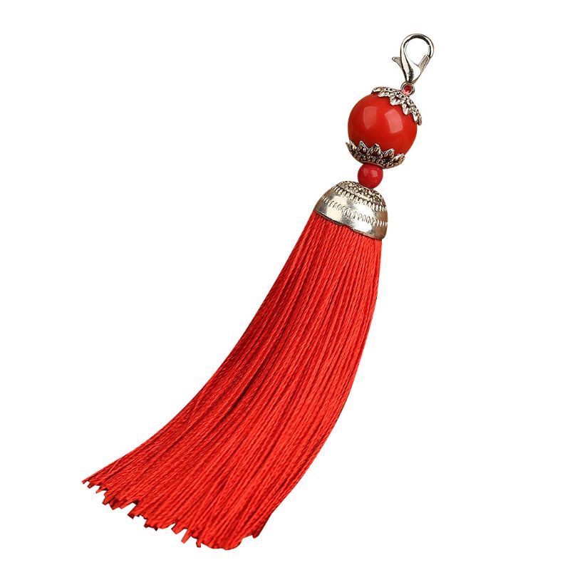 Wer Hạt Cườm Tua Rua Polyester Trang Trí Mặt Chìa Khóa Có Dây Treo